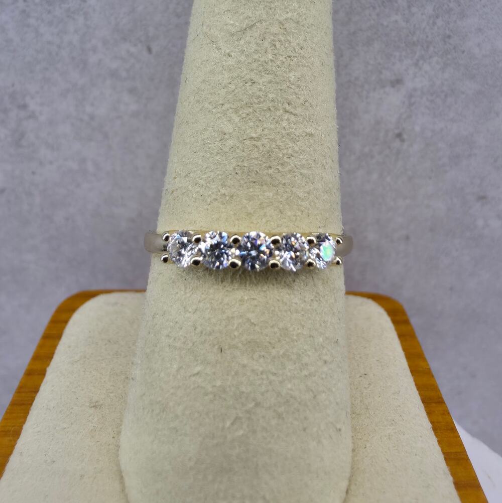 Size 7 or 9- 0.53ctw Moissanite Half Eternity Ring Gold Plated Silver GRA